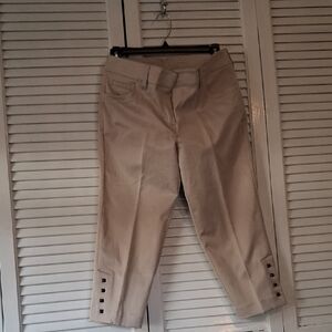 New Directions Men's Khaki Chinos with Button Detail